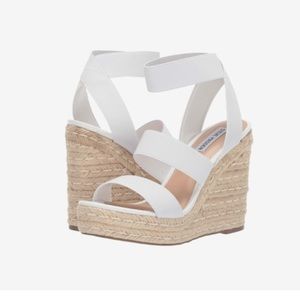 Steve Madden Shimmy Espadrille Wedge Sandals ~ White ~ Size 6